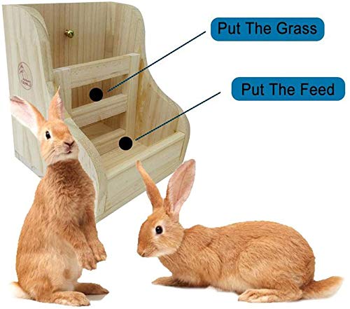PINVNBY Rabbit Hay Feeders Rack Bunny Wooden Cage Food Rack Bowl with Hamster Water Bottle for Small Animal Supplies Chinchillas Guinea Pig 2 PCS - PawsPlanet Australia