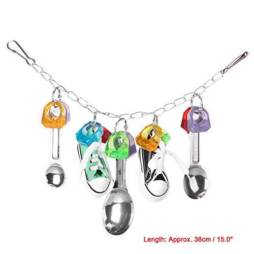 Fdit Bird Chewing Toys Parrot Metal Spoon Hanging Swing Mini Sneaker Parrot Cage Bite Toy for Parakeet African Gray Cockatiel Conure Cockatoo Budgies - PawsPlanet Australia