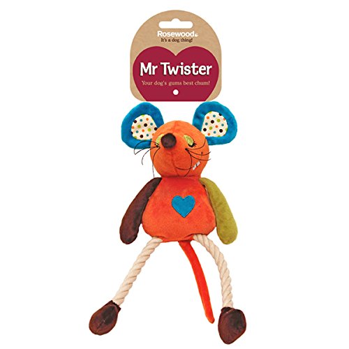 Rosewood Mr Twister Millie Mouse Dog Toy, orange/blue/brown/yellow - PawsPlanet Australia