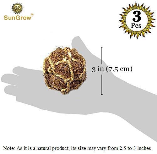 [Australia] - SunGrow Coco Fiber Rope Ball for Parrots, Floss Ball Improves Dental Health, Teeth Floss Ball, Chew Toy, Improves Dental Health, Boredom Buster and Stress Reliever Ball 