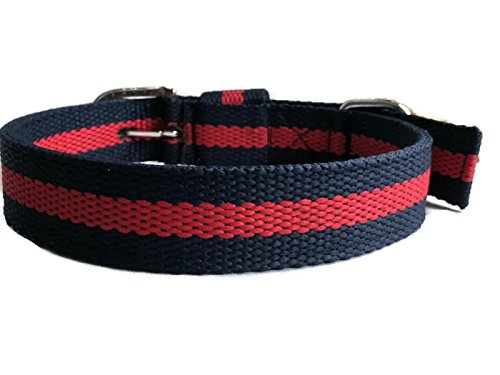 Smarty Pawnts Premium Cotton Dog Collar, Navy and Red (Extra Large) Extra Large - PawsPlanet Australia