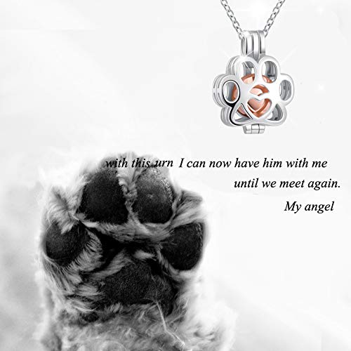 IOHUPCI 925 Sterling Silver Urn Necklace for Pet Ash - Memorial Ash Pendant Locket Cremation Jewelry for Dog Cat Keepsake Gift for Loss of Loved Furry Friend - PawsPlanet Australia