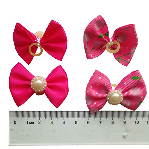 [Australia] - 20PCs/Pack Dog Bows Topknot Small Dog Hair Bows with Rubber Bands Pet Dog Grooming Bows Dog Hair Accessories Type 2 