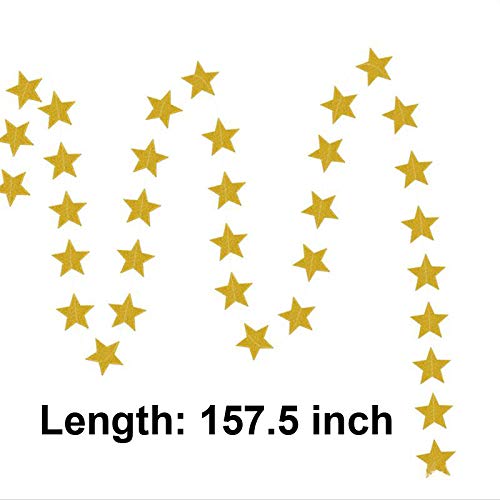 Neo LOONS Star Garland, Sparkling Star Bunting Banner Glittery Star Paper Garland Decoration for Christmas Birthday Wedding Party Baby Shower, 13 feet (Gold+Silver, 2Pack) - PawsPlanet Australia