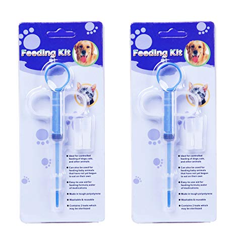 [Australia] - AYECEHI Pet Pill Dispenser 2Pack Pet Syringe Kit Medicine Feeder Feeding Tool with Soft Silicone Tip for Dog Cat Puppy Kitten - Blue 