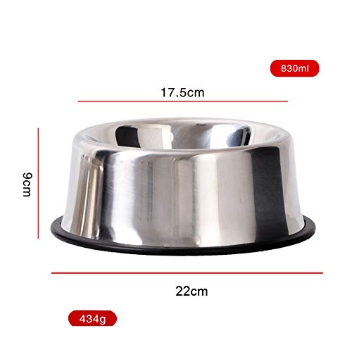 SUOXU Dog Bowls, Upgrade 0.6mm Thicken Stainless Steel Metal Dog Bowl, Cat Dog Feeding Bowls, Rubber Non-slip Medium and Large Dog Feeder Bowls And Water Bowls (M-1PCS) M-22CM-1PCS - PawsPlanet Australia