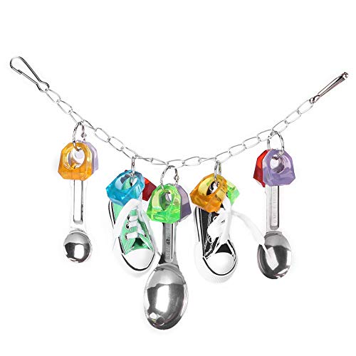Fdit Bird Chewing Toys Parrot Metal Spoon Hanging Swing Mini Sneaker Parrot Cage Bite Toy for Parakeet African Gray Cockatiel Conure Cockatoo Budgies - PawsPlanet Australia