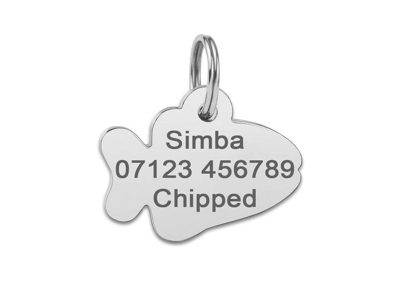 Do Not Feed Cat Collar with Personalised Engraved Fish Shaped ID Pet Tag (Blue) Blue - PawsPlanet Australia