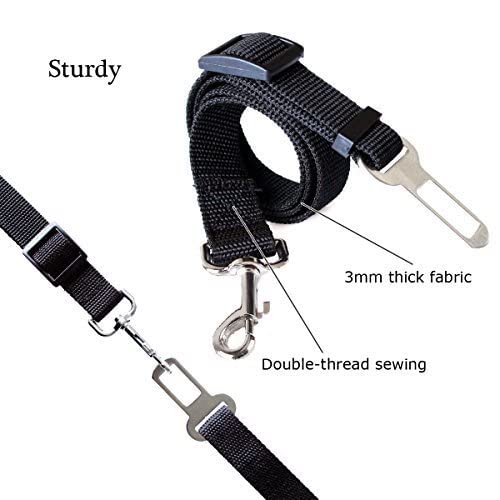 Dog Seat Belt for dogs in Car - Adjustable Dog Car Seat Belts -Harness Dog Seatbelt Safety Lead Dog Vehicle Travelling Leash -Adjustable Safety Seat Belt For Dog Cat and Pets (MAIN) (BLACK) BLACK - PawsPlanet Australia