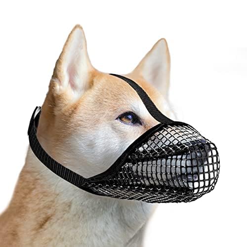 Muzzle Soft Mesh Does Not Contact the Nose for Small Medium Dogs, Allows Panting and Drinking (S, Black) S - PawsPlanet Australia