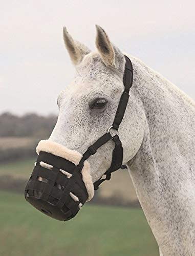 Shires Deluxe Nylon Grazing Muzzle-Black Extra Full - PawsPlanet Australia