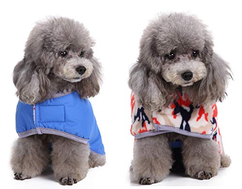 Morezi Waterproof Windproof Reversible Dog Vest Winter Coat Warm Dog Apparel Cold Weather Dog Jacket for Small Medium Large dogs - Blue - S - PawsPlanet Australia