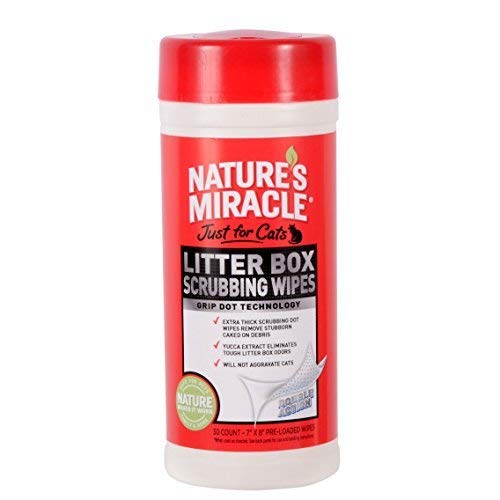 [Australia] - Nature's Miracle Just for Cats Litter Box Scrubbing Wipes, (NM-5574) (Pack of 60 Wipes) 