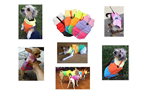 [Australia] - Matissa Quilted Striped Color Block Puffer Vest Coat for Small Pets Dogs and Cats S Orange Blue 