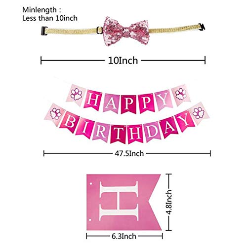 Dog Cat Birthday Cone Hat and Triangle Scarfs Party Decorations Set, Lovely Pet Soft Bandana Hat Banner Bow Tie Party Accessory Set Birthday Party Supplies Cute Outfit for Puppy Dog Cat Birthday Decor Pink - PawsPlanet Australia