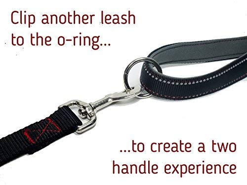 [Australia] - Leashboss Short Dog Leash with Padded Handle - 12, 18 and 24 Inch Reflective Leads with O-Ring - 1 Inch Wide Nylon for Training Medium and Large Dogs Black Reflective 12 Inch 