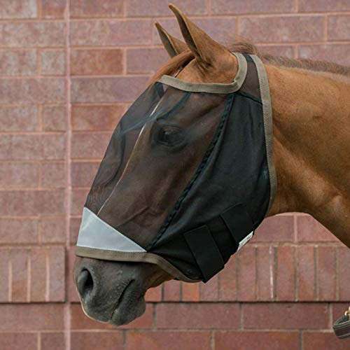 Opti-Force Equine Fly Mask | Horse Fly Mask with UV Protection and Insect Repellent | Adjustable Fit for Comfort | Without Ears XL - PawsPlanet Australia