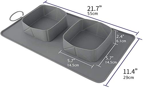 MMBOX Collapsible Dog Travel Bowls, Foldable Expandable Silicone Feeding Bowl for Cat, Portable Pet Watering Dish for Traveling, Camping, Hiking, Walking, Large Size (Gray) Gray - PawsPlanet Australia