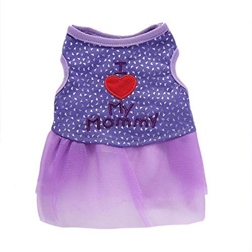 [Australia] - FAIRYPET Sweet Puppy Dog Princess I Love My Mommy Skirt Pet Lace Cake Camisole Tutu Dress #8 XS( Back: 7.48" Chest: 11.81" ) Purple 