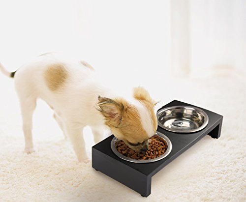 [Australia] - PAWISE Elevated Pet Feeder, Raised Dog Feeder Stainless Steel Bowl with Wooden Frame L-750ml 