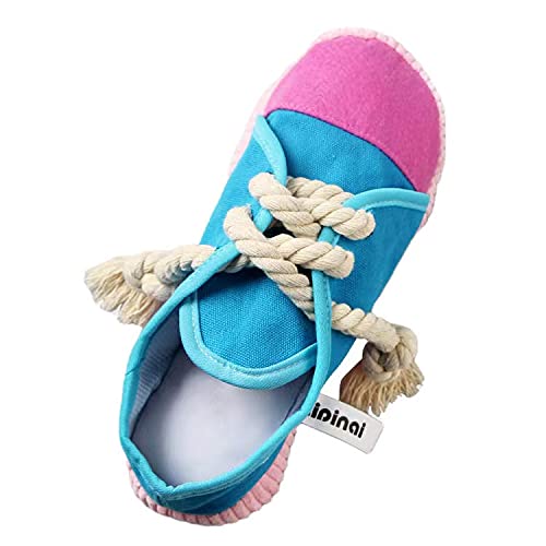 AIPINQI Dog Toy Shoe, Durable Dog Chew Toy Safe Squeaky Dog Playing Toy Funny Shoe Toy Interactive Dog Shoe Toy Washable Small Puppy Toys Bite Resiatant Toy for Small and Medium Dogs (Blue) Blue - PawsPlanet Australia