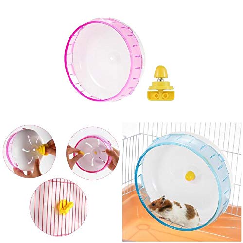 7" Inches Silent Rotatory Jogging Hamster Wheel - Pet Hamster Running Disc Toy, Pet Sports Wheel Exercise Wheel, Small Animals Cage Accessories For Hamsters, Gerbils, Chinchillas, Hedgehogs Pink - PawsPlanet Australia