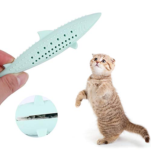 2PCS Interactive Cat Toys Kitten Catnip Toothbrush Chew Treat Toy Natural Rubber for Teeth Cleaning Dental Care (blue&pink) blue&pink - PawsPlanet Australia