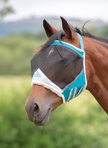 Shires Fine Mesh Earless Fly Mask - Teal: Pony - PawsPlanet Australia