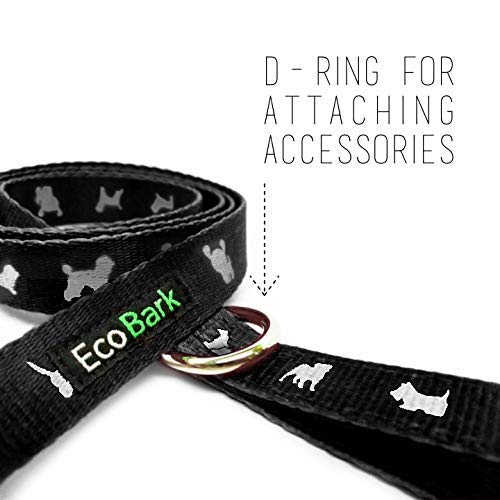 EcoBark Comfort Padded Dog Leash Strong Heavy Duty Handle for Pleasant Dog Walks When Pulling, Bright Colors for Safety - Great for Dog Training & Walking, Leash Lead Control Black - PawsPlanet Australia