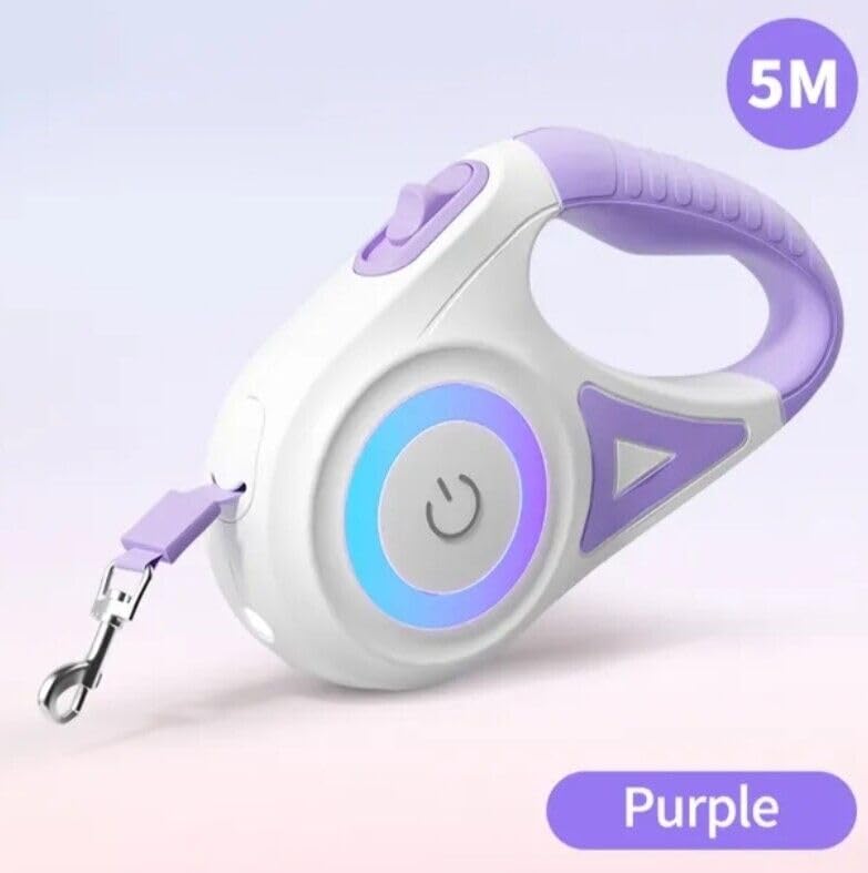 Best Dog Supplies Retractable Dog Leash with Flashlight & Front Safety Led Light - 360°Tangle-Free Training Leash for Night Walks & Ultimate Freedom with Anti Slip Handle - Perfect All Dogs - Purple - PawsPlanet Australia