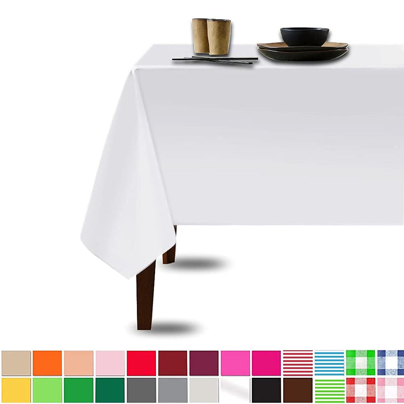 3 Pack Premium Disposable Plastic Tablecloth (54" x 108”) for Party Decoration, Rectangle Waterproof Table Cover for Christmas, Kitchen Dining, Outdoor Picnic, Wedding, Banquet, White 3 Pack Rectangle - PawsPlanet Australia