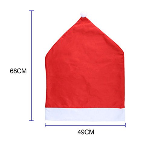 FIVOENDAR Set of 6 Large New Pack Santa Claus Hat Christmas Chair Covers Color (Red) - Fun Decoration in Wedding Parties Enjoy Responsibly & Creative Novelty Gifts - PawsPlanet Australia