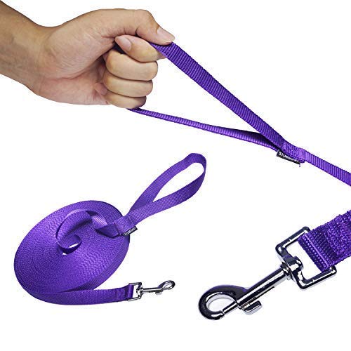 [Australia] - Siumouhoi Dog/Puppy Obedience Recall Training Agility Lead-15 ft 20 ft 30 ft 40 ft 50 ft Long Leash -for Training Leash, Play, Safety, Camping,or Backyard 15Feet Purple 