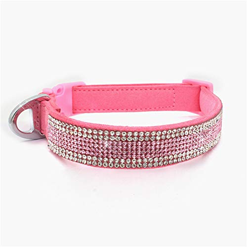 Pet Collar,Bling Bling Crystal Adjustable Comfort Microfiber Soft Dog Buckle Collar for Small Dogs Medium Dogs, Neck Circumference 37-44cm, Pink M: Neck Circumference 37-44cm - PawsPlanet Australia