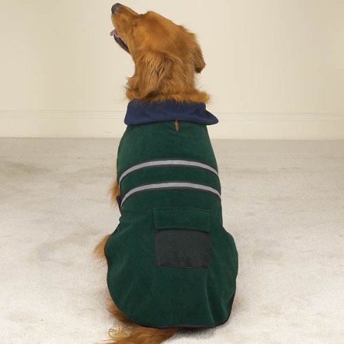 Vivi Bear Dog Dress Winter Warm Coat With Night Reflective Stripes Hunter Green, 5 Sizes (L). L(back 20") - PawsPlanet Australia