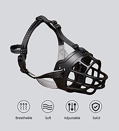 Dog Muzzle,Soft Basket Silicone Muzzles for Dog, Best to Prevent Biting, Chewing and Barking, Allows Drinking and Panting, Used with Collar Black 2(Snout7.5-9.5") - PawsPlanet Australia