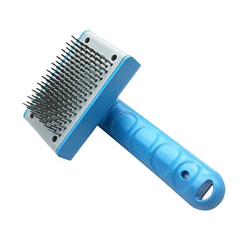 Itian® Stainless Steel Cat Dog Grooming Brush Pet Self Cleaning Slicker Brush Pet Deshedding Tools Painless Safety Hair Matting Removal (Blue) - PawsPlanet Australia