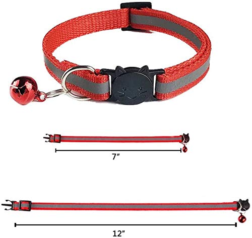 SHISI Cat collar, reflective design adjustable cat collar safer and quick release with bell safety buckle（6PCS） - PawsPlanet Australia
