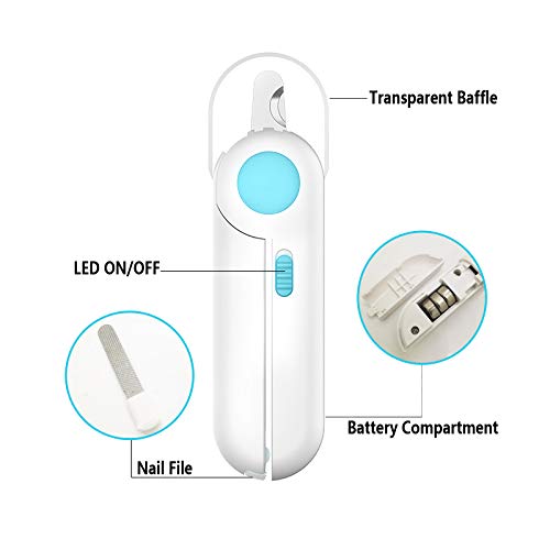 ALEENFOON Professional Dog Cat Pet Nail Clippers with Safety Guard and LED Light for Dogs Cats Birds Rabbit Guinea Pig, Pet Nail Scissors Animal Pet Claws Toenail Clippers with Hidden Nail File (Blue) Blue - PawsPlanet Australia