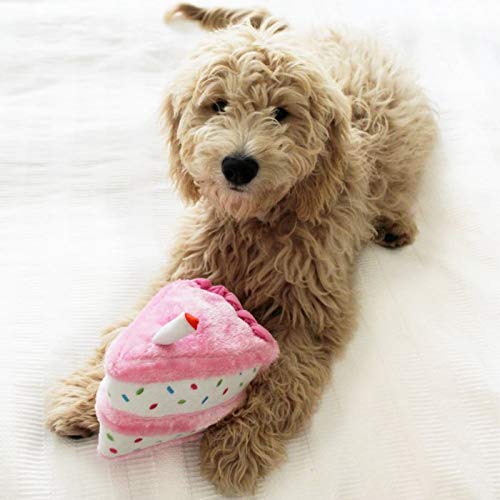 [Australia] - ZippyPaws - Birthday Cake Squeaky Dog Toy with Soft Stuffing Pink 