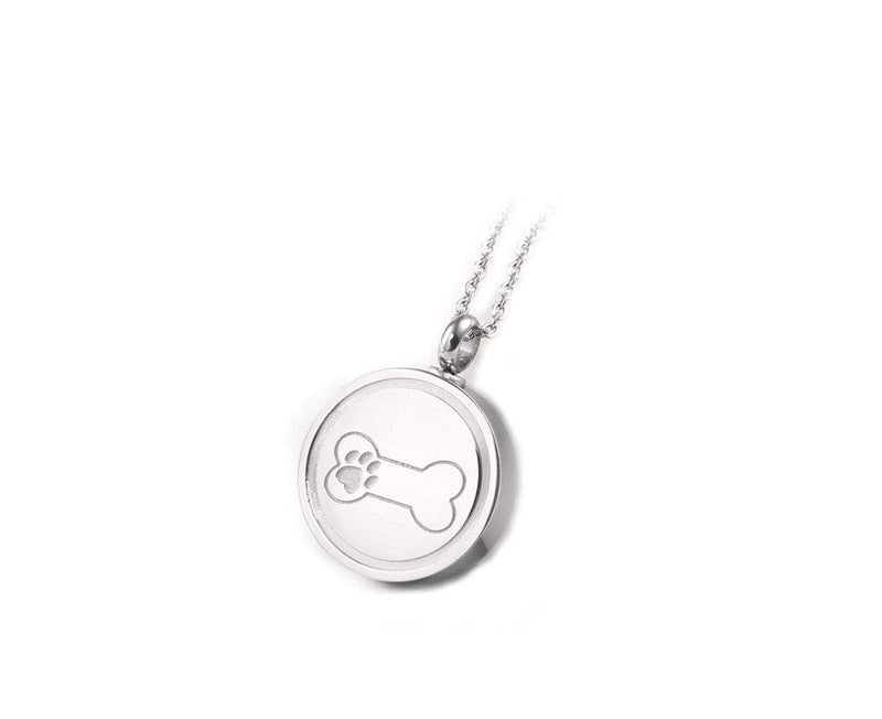[Australia] - KunBead Pets Dog Paw Print Women Men Urn Necklace for Ashes Cremation Jewelry Memorail Keepsake Stainless Steel Silver 