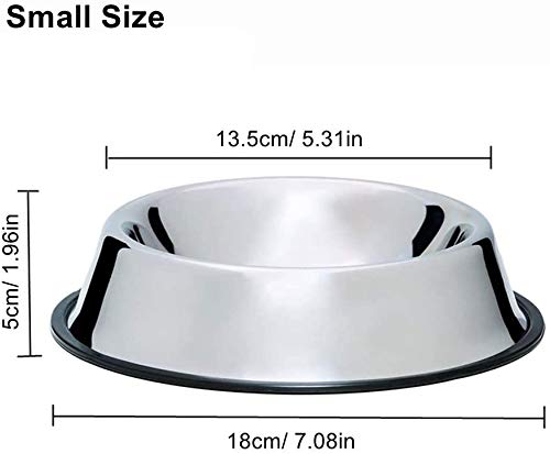 Jenell Anti Skid Stainless Steel Pet Dog Cat Feeding Food Water Bowl Dish Sizes (Small) Small - PawsPlanet Australia