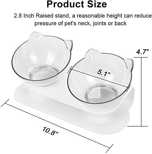 Double Cat Bowls, 15° Tilted Cat Bowls With Stand Angled Cat Dog Food Bowls, Ergonomic Elevated Cat Feeding Bowls Raised Pet Bowl Stress-Free Suit Reduce Pets Neck Pain for Cats and Small Dogs - PawsPlanet Australia