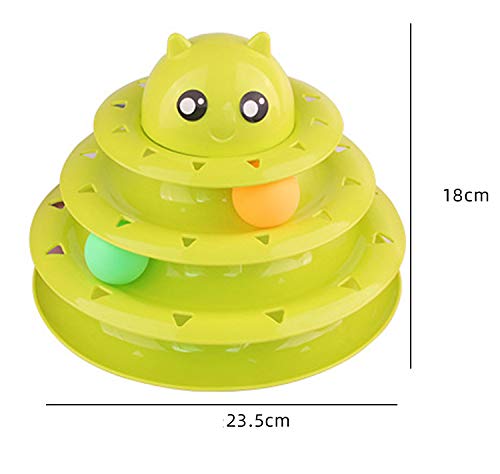 N / A Interactive Cat Toy Teaser Ball Toy for Cat 3 Layers Towers Tracks Roller with 3 Colorful Ball Kitten Fun, Detachable Cat Toy,Green Green - PawsPlanet Australia