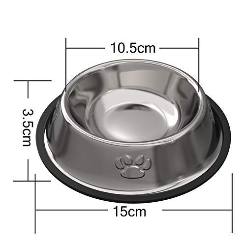 YHmall 3 Piece Cat Bowl Stainless Steel Anti-slip Non-spill Cat Food Bowl, Cat Feeding Bowl, Cat Water Bowl, Multi-purpose Pet Feeding Bowl - PawsPlanet Australia