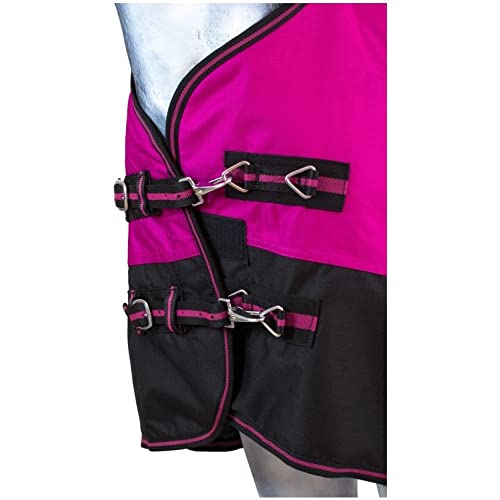 RL24 - Pasture blanket winter blanket high neck 600D BASICLINE with nylon lining, polar fleece lining or filling in 100g, 200g, 300g pink/black 155cm (polar fleece lining) - PawsPlanet Australia