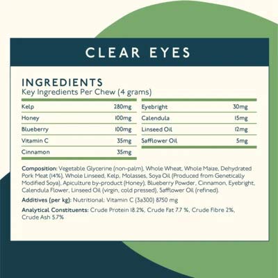 Petlab Co. Clear Eye Chews Dog Tear Stain Appearance Reduction & Eye Wipe Alternative | Supplement Formula Enhanced With Blueberry Powder, Vitamin C & Kelp | Helps Reduce The Sight Of Dog Eye Stains - PawsPlanet Australia