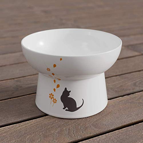 Minibees Raised Cat Bowl,Elevated, Porcelain Made, Pet Supplies, Backflow Prevention, Stress Free, Small to Medium, Safety Choice for Your pet, Superior for Wet and Dry Food - PawsPlanet Australia