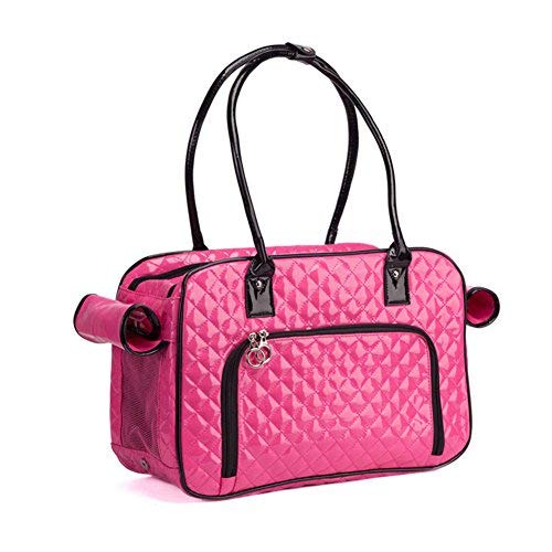 [Australia] - BETOP HOUSE Mirror Surface Faux Leather Tote Purse Dog and Pet Carrier Travel Bag Pink 