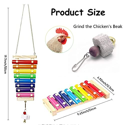 RSKY Chicken Xylophone Toy for Hens,Suspensible Chicken Toys with 8 Metal Keys of Grinding Stone for Chicken Coop Pecking Toys,Hanging Feeder Chicken Coop Toys for Hens - PawsPlanet Australia